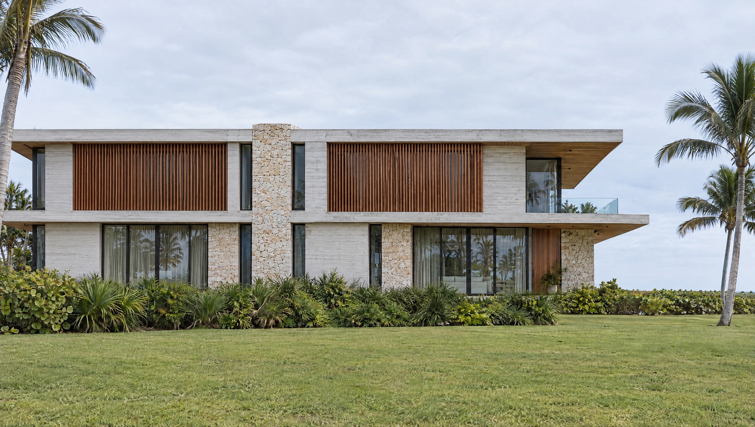 The completed contemporary house, from the same camera position
